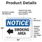 Signmission Smoking Area (Left Arrow) Sign With Symbol, 14 in W x Rectangle, Vinyl Decal OS-2PACK-NS-D-1014-L-18352 - alternate 2